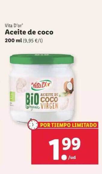 Lidl Vita d'or aceite de coco oferta