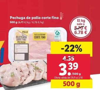 Lidl Pechuga de pollo corte fino oferta
