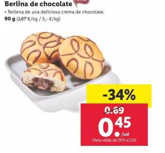 Lidl Berlina de chocolate oferta