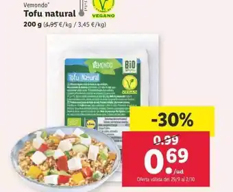 Lidl Vemondo tofu natural oferta