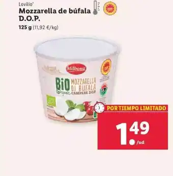 Lidl Lovilio mozzarella de búfala d.o.p. oferta