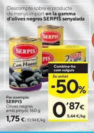 Caprabo Serpis olives negres amb pinyol oferta