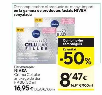 Caprabo Nivea crema cellular anti-age de dia fp 30 oferta