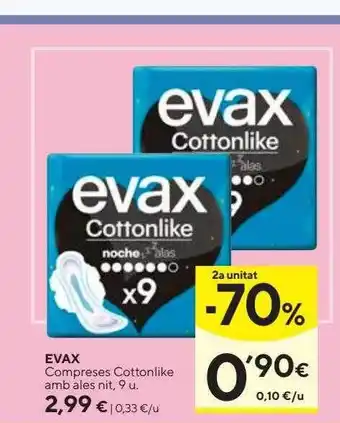 Caprabo Evax compreses cottonlike amb ales nit oferta
