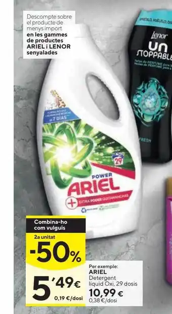 Caprabo Ariel detergent liquid oxi oferta