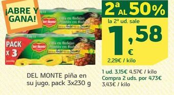 HiperDino Piña en almíbar del monte oferta