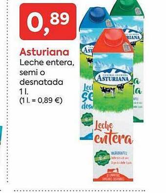 Suma Supermercados Asturiana leche entera semi o desnatada oferta