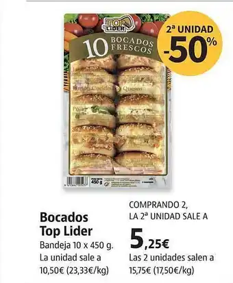 Supermercados Sánchez Romero 2a unidad -50% bocados top lider oferta