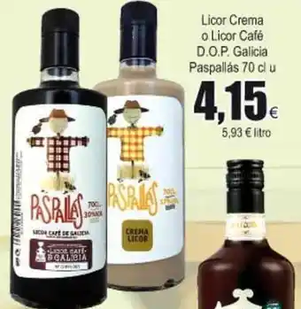 FROIZ Licor Crema o Licor Cafè D.O.P Galicia Paspallas 70cl u oferta