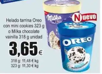 FROIZ Helado tarrina Oreo con mini cookies 323g o Milka chocolate vainilla 318g oferta