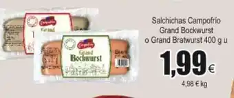 FROIZ Salchichas Campofrio Grand Bockwurst o Grand Bratwurst 400g u oferta