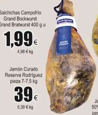 FROIZ Jamon Curado Reserva Rodriguez pieza 7-7,5kg oferta