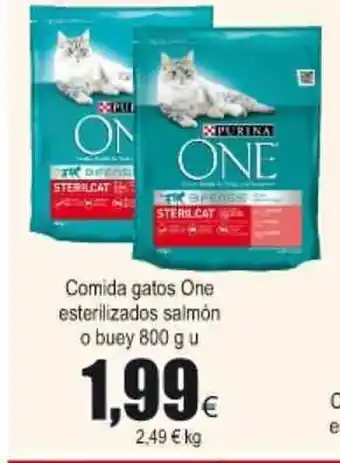 FROIZ Comida gatos One esterilizados salmón o buey 800g u oferta