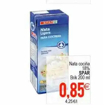 Plenus Supermercados Nata cociña 18% spar brik oferta