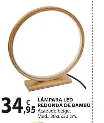 Lámpara led redonda de bambú