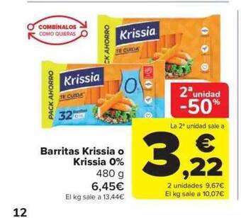 Carrefour Barritas krissia o krissia 0% oferta