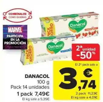 Carrefour 2a unidad -50% danacol oferta
