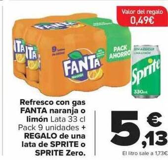 Carrefour Refresco con gas fanta naranja o limón oferta