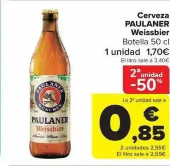 Carrefour 2a unidad -50% cerveza paulaner weissbier oferta
