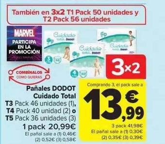 Carrefour Pañales dodot cuidado total oferta