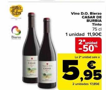 Carrefour 2a unidad -50% vino d.o. bierzo casar de burbia tinto oferta