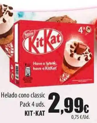 SPAR Lanzarote Helado cono classic pack 4 kit-kat oferta