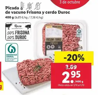 Lidl Picada de vacuno frisona y cerdi duroc oferta