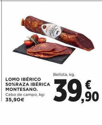 Hipercor Lomo ibérico 50% raza ibérica montesano oferta