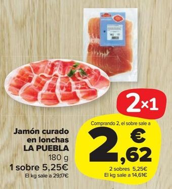 Carrefour Market Jamón curado en lonchas la puebla oferta