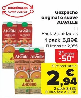 Carrefour Gazpacho original o suave alvalle oferta