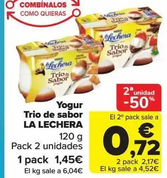 Carrefour Yogur trio de sabor la lechera oferta