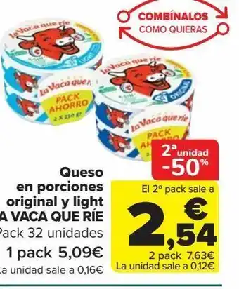 Carrefour Queso en porciones original y light la vaca que ríe oferta