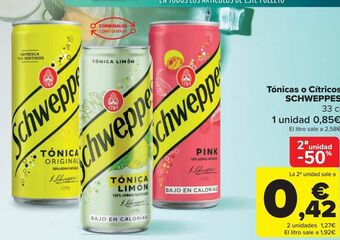 Carrefour Tónicas o cítricos schweppes oferta