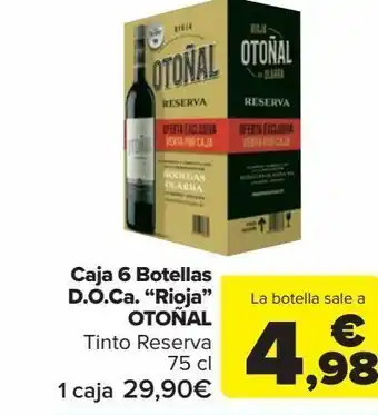 Carrefour Caja 6 botellas d.o.ca. "rioja" otoñal tinto reserva oferta