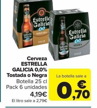 Carrefour Cerveza estrella galicia 0,0% tostada o negra oferta