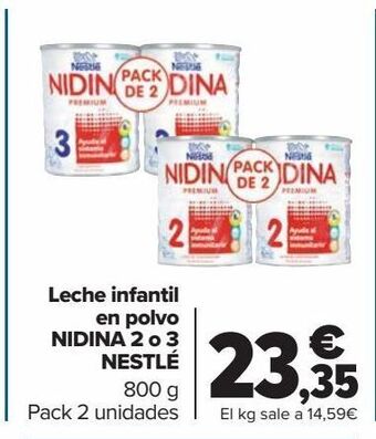 Carrefour Leche infantil en polvo nidina 2 o 3 nestlé oferta