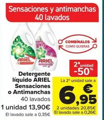 Carrefour Detergente líquido ariel sensaciones o antimanchas oferta