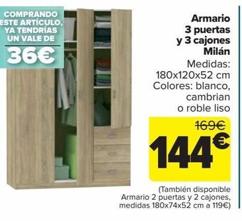 Carrefour Armario 3 puertas y 3 cajones milán oferta