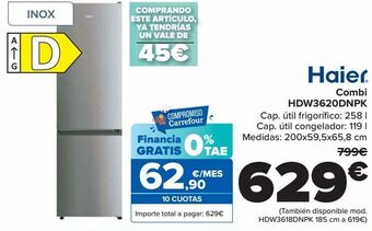 Carrefour Haier combi hdw3620dnpk oferta