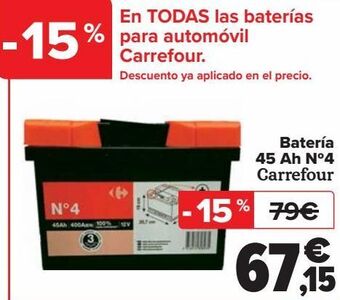 Carrefour En todas las baterías para automóvil carrefour oferta