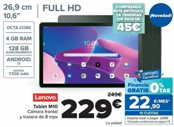 Carrefour Lenovo tablet m10 oferta