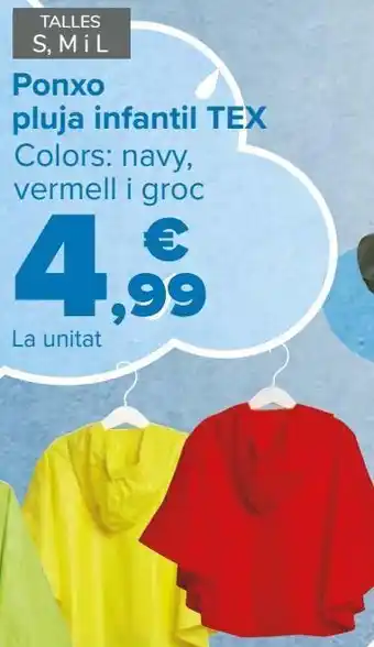 Carrefour Poncho lluvia infantil tex oferta