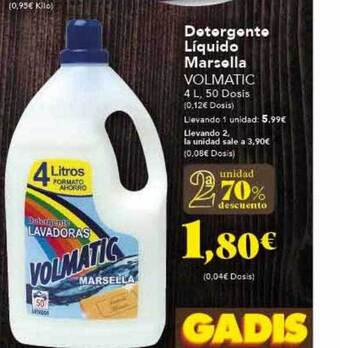 Gadis 2a unidad 70% descuento detergente líquido marsella volmatic oferta
