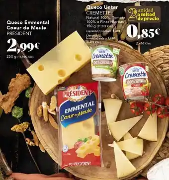 Gadis Queso emmental coeur de meule président queso untar cremette oferta