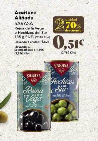 Gadis 2a unidad 70% descuento aceituna aliñada sarasa oferta