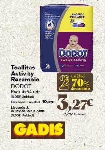 Gadis 2a unidad 70% descuento toallitas activity recambio dodot oferta
