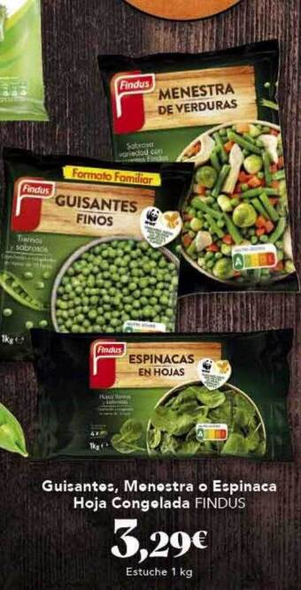 Gadis Guisantes, menestra o espinaca hoja congelada findus oferta