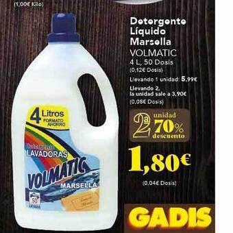Gadis 2a unidad 70% descuento detergente líquido marsella volmatic oferta