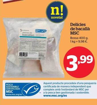 La Sirena Delicies de bacallà msc oferta