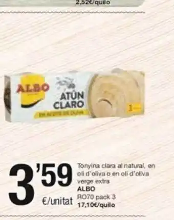 SPAR Fragadis Tonyina clara al natural en oli d'oliva o en oli d'oliva verge extra albo oferta